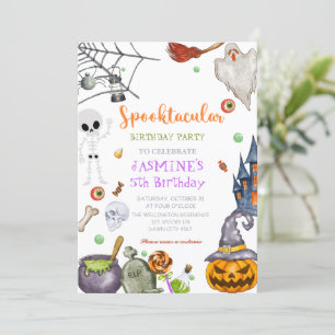 Spooktacular Black Orange Halloween Geburtstagspar Einladung