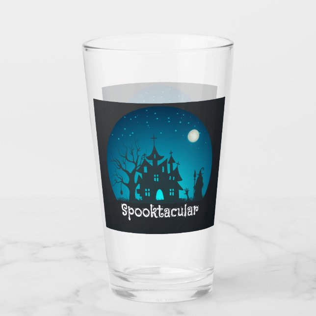 Spooktacular Blau und Schwarz Spuk Haus Glas (Vorderseite)