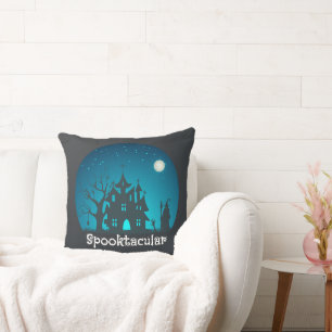 Spooktacular Blau und Schwarz Spuk Haus Kissen