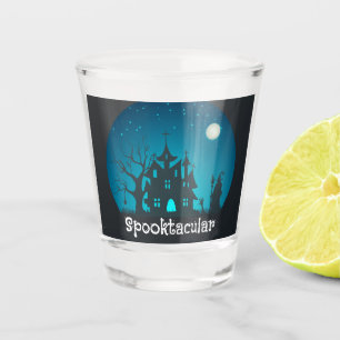 Spooktacular Blau und Schwarz Spuk Haus Schnapsglas