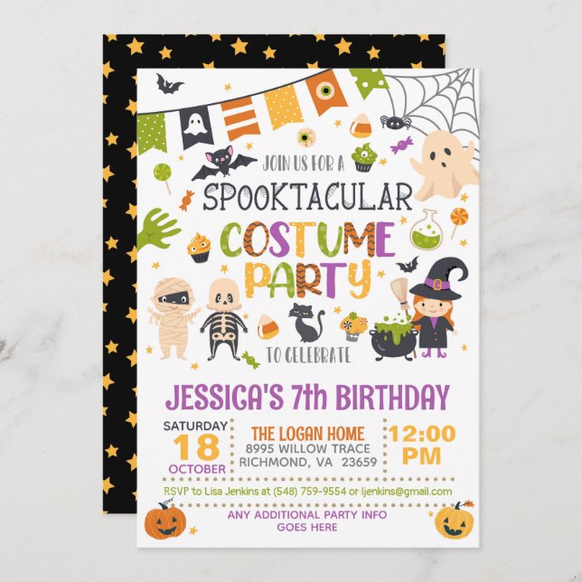 Spooktacular Costume Party Halloween Geburtstag -  Einladung (Vorne/Hinten)