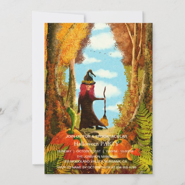 Spooktacular Dark Pumpkin Hexenkupplung Halloween- Einladung (Vorderseite)