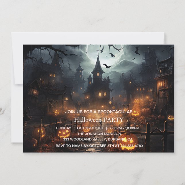 Spooktacular Dark Spuk House Halloween-Party Einladung (Vorderseite)