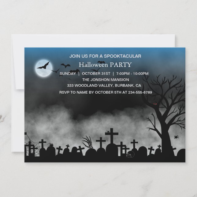 Spooktacular Dark Spuk House Halloween-Party Einladung (Vorderseite)