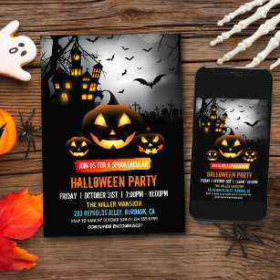Spooktacular Dark Spuk House Halloween-Party Einladung
