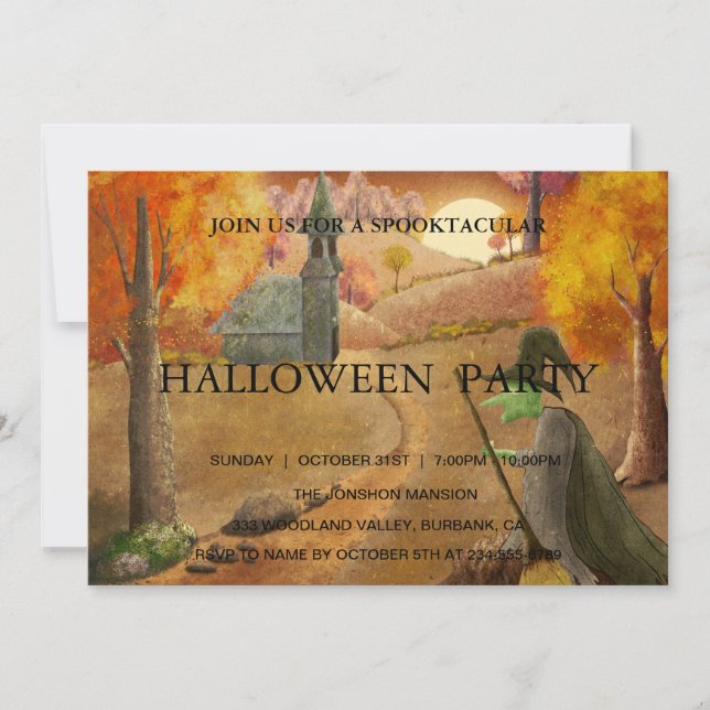 Spooktacular Dark Spuk House Halloween-Party Einladung (Vorderseite)