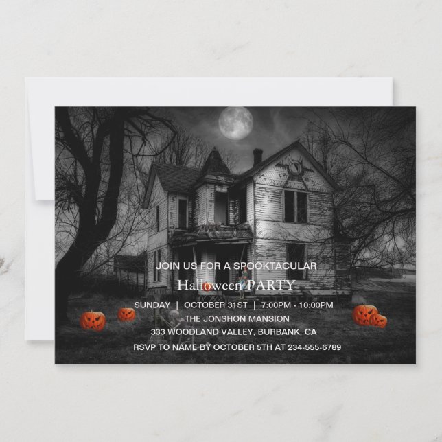 Spooktacular Dark Spuk House Halloween-Party Einladung (Vorderseite)