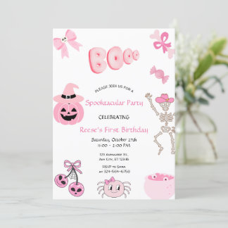 Spooktacular Erstgeburtstag Pink Halloween Einladung