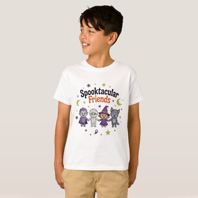 Spooktacular Friends Kids Halloween Tee (Vorne ganz)