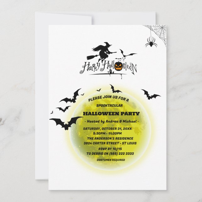 Spooktacular Full Moon Halloween-Party Einladung (Vorderseite)