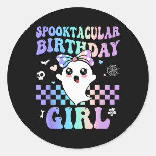 Spooktacular Geburtstag Niedlich Ghost Halloween B Runder Aufkleber