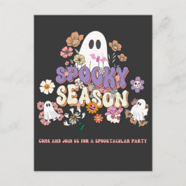 Spooktacular Ghost Black Lila Orange Halloween Postkarte
