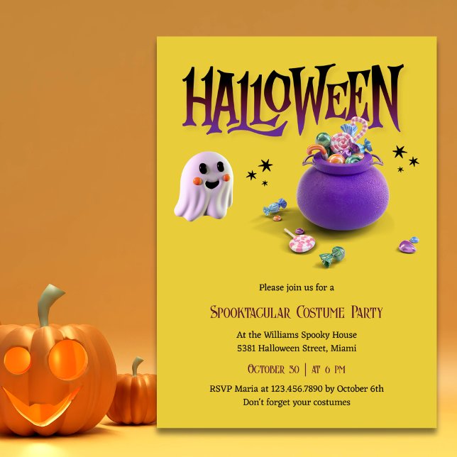 Spooktacular Ghost kids Halloween KostümParty Einladung (Spooktacular Cute Ghost Kids Halloween Costume Party Invitation)