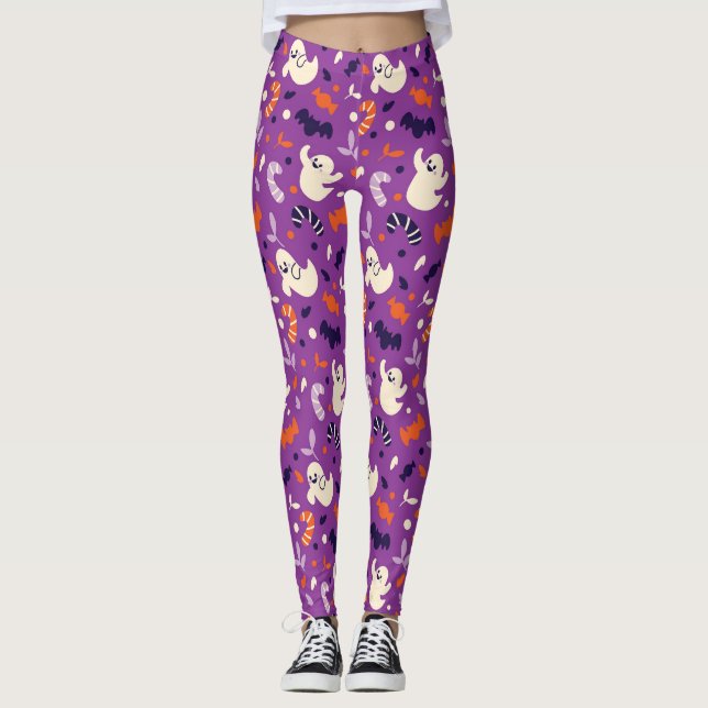 Spooktacular Ghosts Halloween Leggings (Vorderseite)
