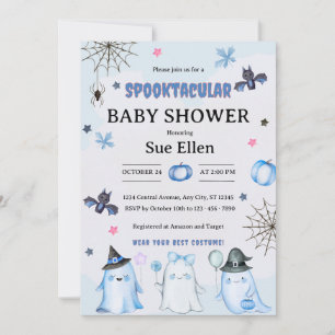 Spooktacular Halloween-Aquarell-Baby-Shower Einladung