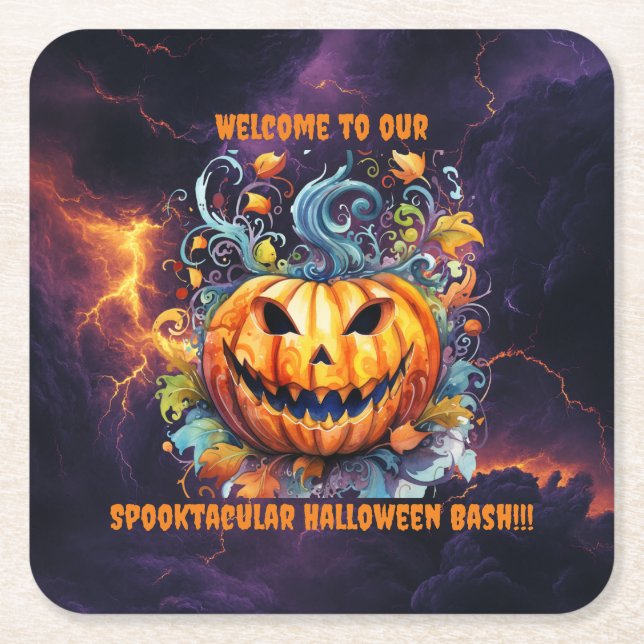 Spooktacular Halloween Bash Rechteckiger Pappuntersetzer (Vorderseite)