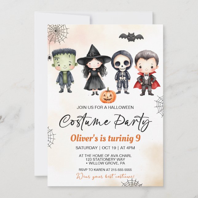 Spooktacular Halloween Costume Party Geburtstag Einladung (Vorderseite)