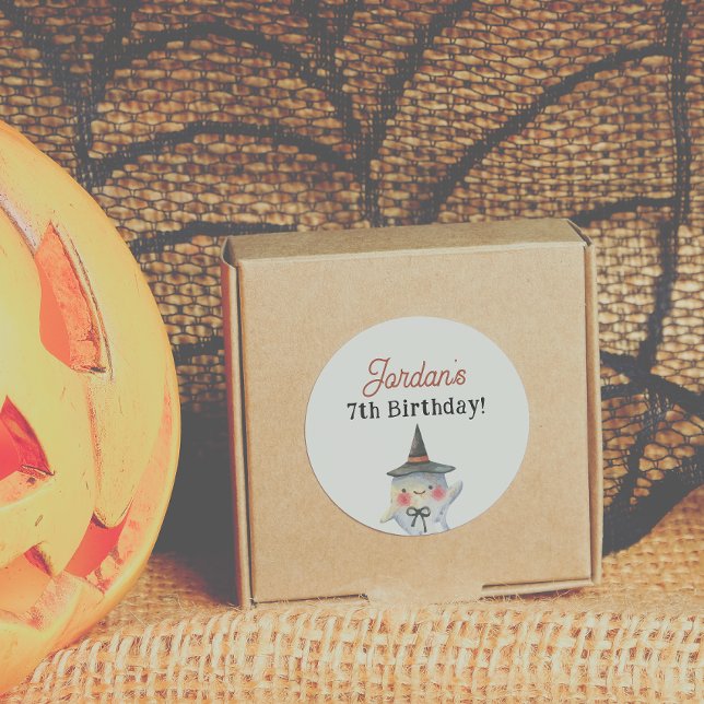 Spooktacular Halloween Geburtstagsgunst Runder Aufkleber (Von Creator hochgeladen)