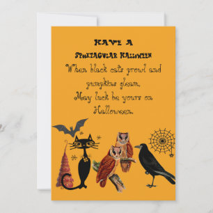 Spooktacular Halloween Gedicht Black Cat Owls Rave Feiertagskarte