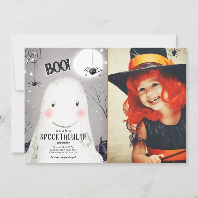 Spooktacular Halloween Ghost Boo Spider Geburtstag Einladung (Vorderseite)