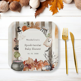 Spooktacular Halloween Ghost Pumpkin Baby Shower Pappteller