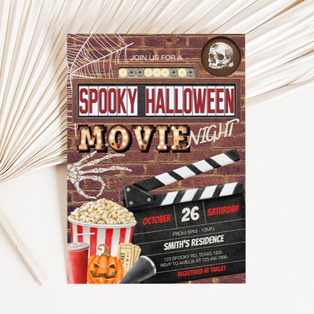 Spooktacular Halloween Movie Night Party Einladung (Spooky Spooktacular Halloween Movie Night Party Invitation
)