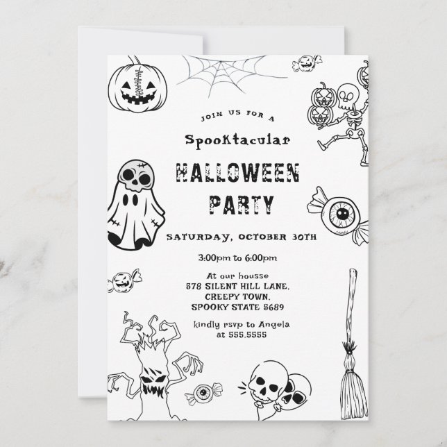 Spooktacular Halloween-Party Balck Einladung (Vorderseite)