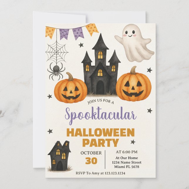 Spooktacular Halloween-Party Einladung (Vorderseite)