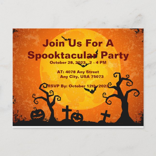 Spooktacular Halloween-Party Einladung, Postkarte (Vorderseite)