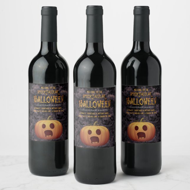 Spooktacular Halloween-Party Pumpkin Weinetikett (Flaschen)