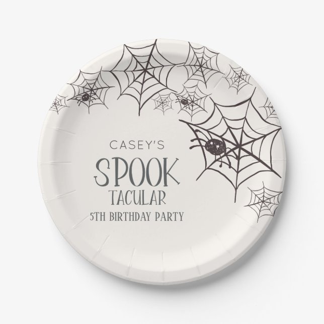 Spooktacular Halloween Party Spider Webs Pappteller (Vorderseite)