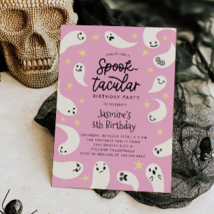 Spooktacular Halloween Pink Ghost Geburtstag Einladung