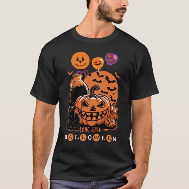 Spooktacular Halloween Spaß mit Niedlichen Schwarz T-Shirt (Vorderseite)