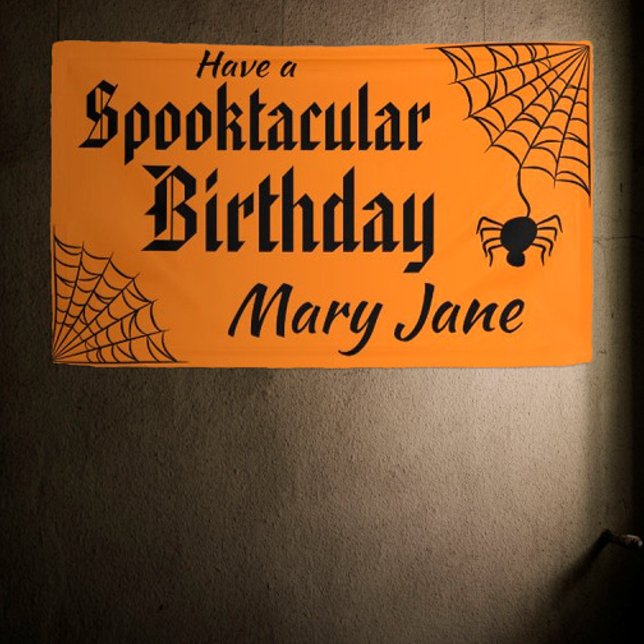 Spooktacular Halloween Spiderweb Geburtstag Banner (Von Creator hochgeladen)