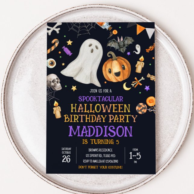 Spooktacular Kids Halloween Costume Geburtstagspar Einladung (Spooktacular Halloween Costume Birthday Party Invitation )