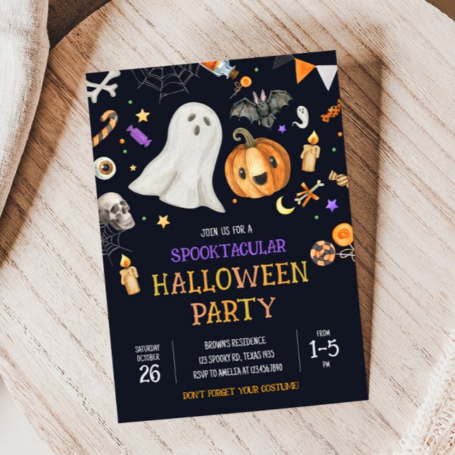 Spooktacular Kids Niedlich Halloween Kostüm Party Einladung (Spooktacular Halloween Costume Party Invitation )