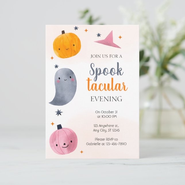 Spooktacular Kinder Halloween Einladung (Stehend Vorderseite)