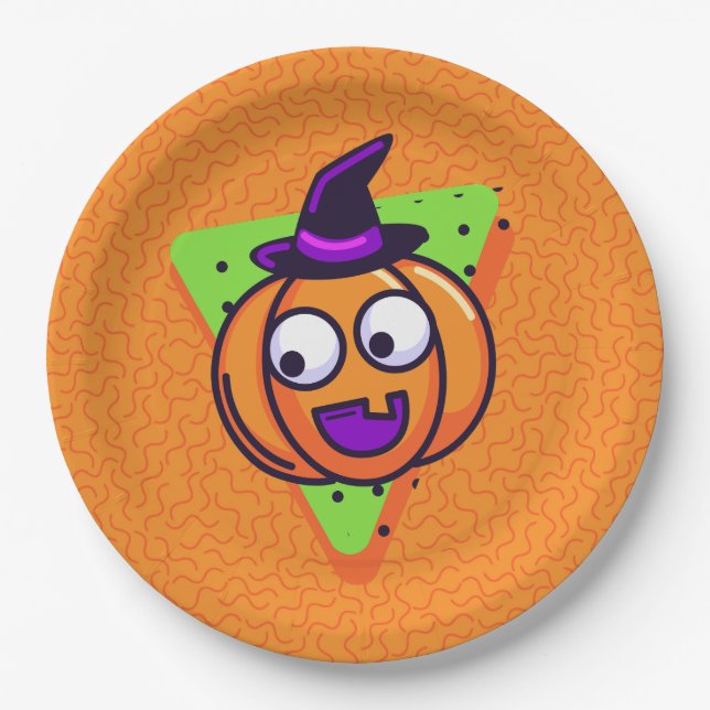 Spooktacular Kürbis-Halloween-Teller - Orange Pappteller (Vorderseite)