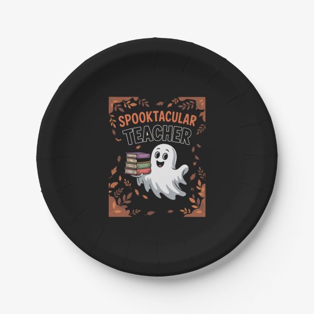 Spooktacular Lehrerin Halloween T - Shirt Pappteller (Vorderseite)