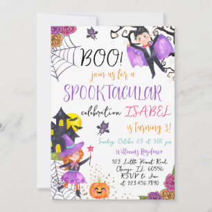 Spooktacular Lila Pink Halloween Geburtstag Einladung