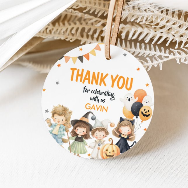 Spooktacular Monsters Halloween Geschenkanhänger (Calling All Monsters Costume Halloween Birthday Party Round Favor Tags)