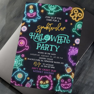 Spooktacular Neon Halloween Einladung