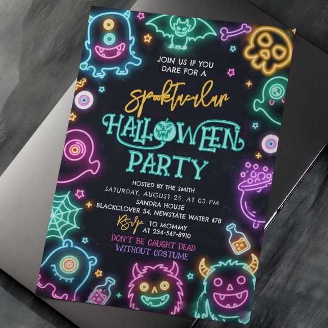 Spooktacular Neon Halloween Einladung (Halloween Invitation)