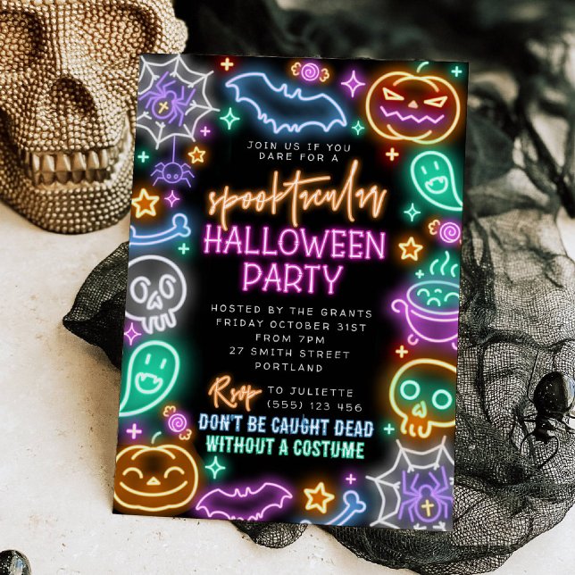 Spooktacular Neon Halloween Invitation Einladung (Von Creator hochgeladen)