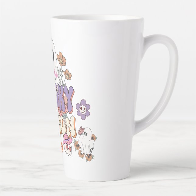 Spooktacular Niedlich Ghost Bunte Blume Halloween Milchtasse (Rechts)