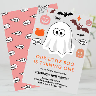 Spooktacular Niedlich Ghost Halloween 1. Geburtsta Einladung