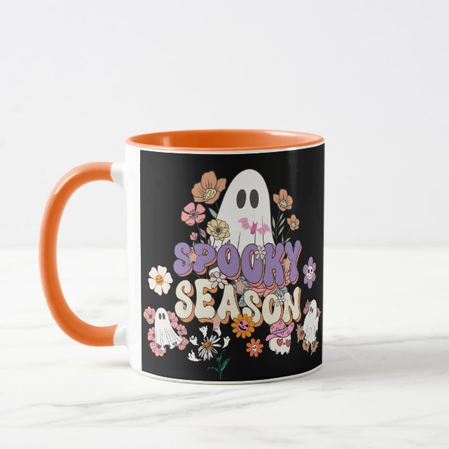 Spooktacular Niedlich Ghost Halloween Schwarz Lila Tasse (Links)