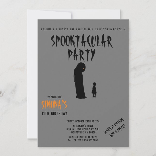 Spooktacular Party Halloween Geist und Kind Einladung (Vorderseite)