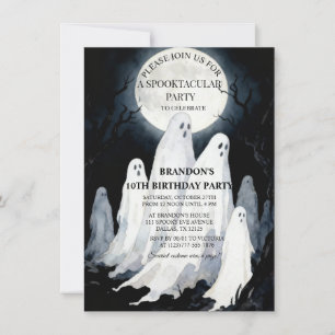 Spooktacular Party Halloween Ghost 10. Geburtstag Einladung