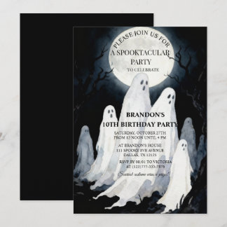 Spooktacular Party Halloween Ghost 10. Geburtstag Einladung